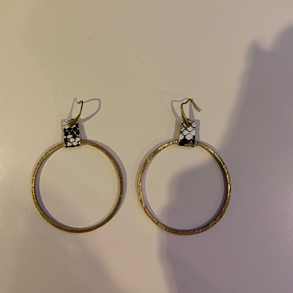 hoop earrings, snake skin details
